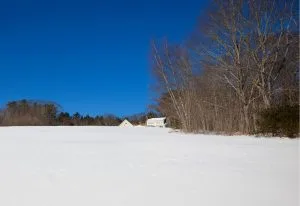 A snowy farm in Maine.